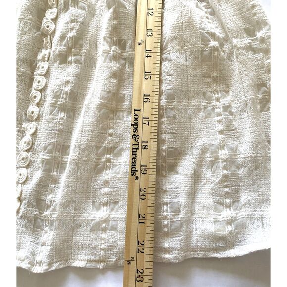 Esley Cream Cotton Lace Sheer 3/4 Sleeve Feminine Summer Pullover Top Blouse L - Picture 7 of 9